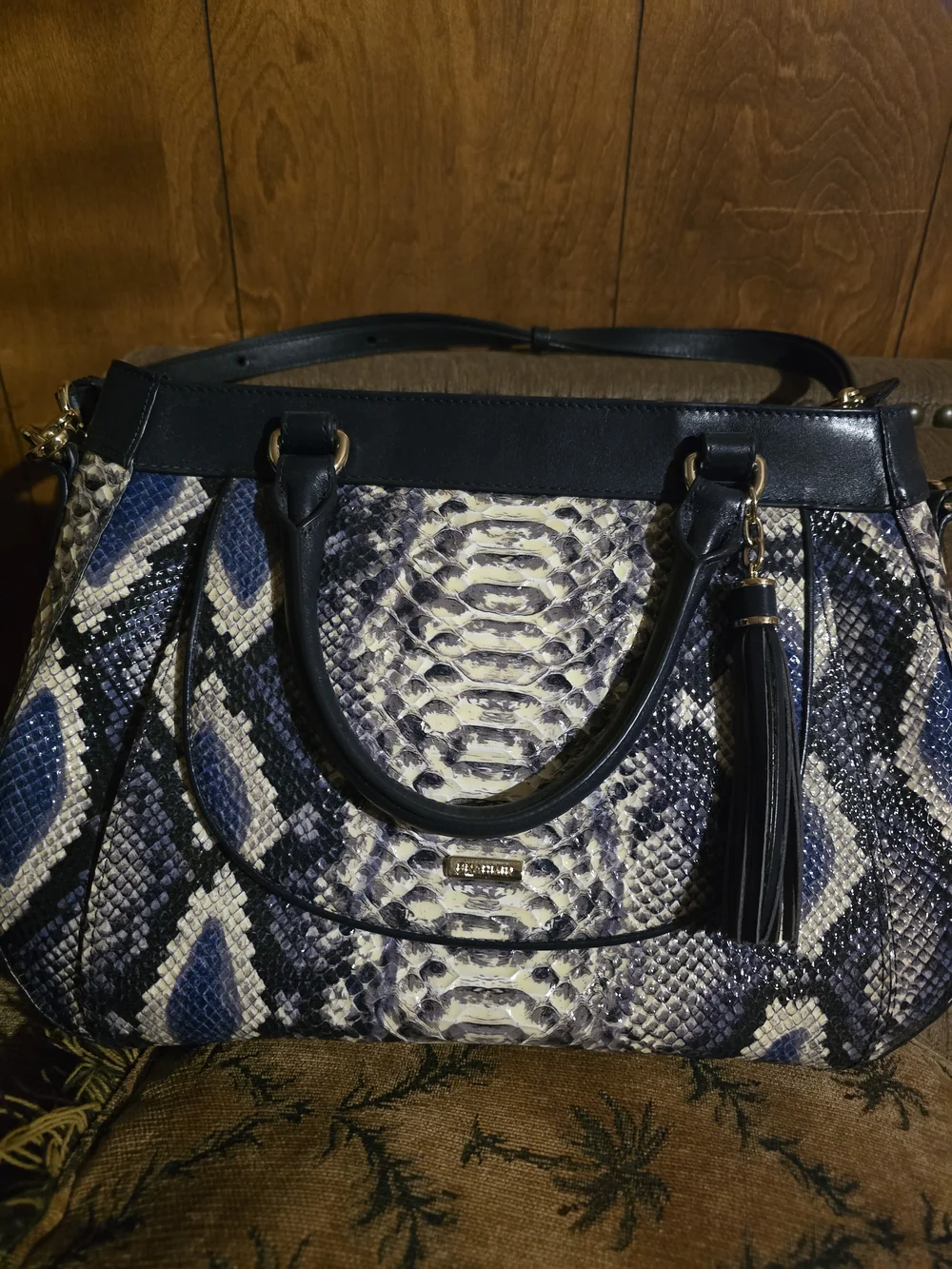 Brahmin Raelynn Ballington Satchel in Cobalt blue snakeskin W/ Matching Wallet - Picture 6 of 16